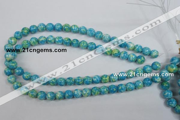 CRF103 15.5 inches 10mm round dyed rain flower stone beads wholesale