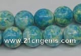 CRF105 15.5 inches 14mm round dyed rain flower stone beads wholesale