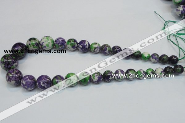 CRF11 15.5 inches multi sizes round dyed rain flower stone beads