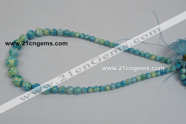 CRF111 15.5 inches 6mm - 14mm round dyed rain flower stone beads