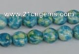 CRF116 15.5 inches 10mm flat round dyed rain flower stone beads