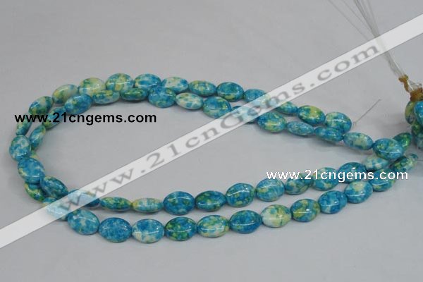 CRF124 15.5 inches 10*14mm oval dyed rain flower stone beads