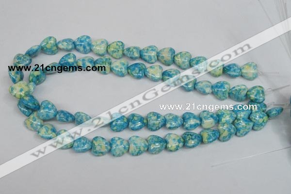 CRF132 15.5 inches 14*14mm heart dyed rain flower stone beads