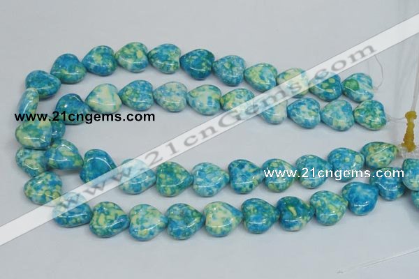 CRF134 15.5 inches 18*18mm heart dyed rain flower stone beads