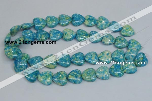 CRF135 15.5 inches 20*20mm heart dyed rain flower stone beads