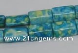 CRF138 15.5 inches 10*15mm flat tube dyed rain flower stone beads