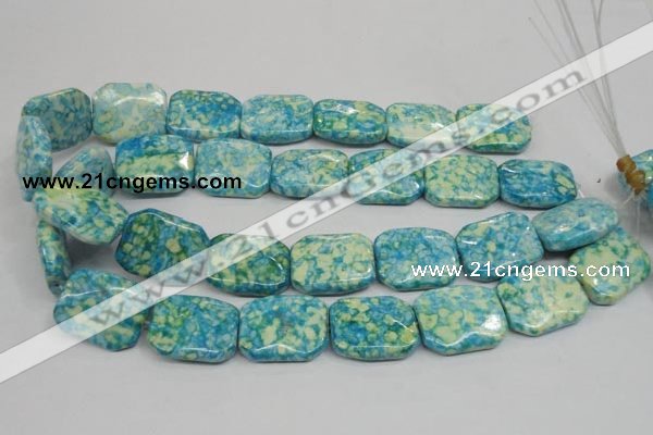 CRF145 15.5 inches 20*26mm rectangle dyed rain flower stone beads