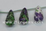 CRF15 11*21mm top-drilled teardrop dyed rain flower stone beads