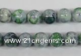 CRF153 15.5 inches 10mm round dyed rain flower stone beads wholesale