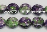 CRF16 15.5 inches 16mm flat round dyed rain flower stone beads