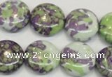 CRF17 15.5 inches 20mm flat round dyed rain flower stone beads