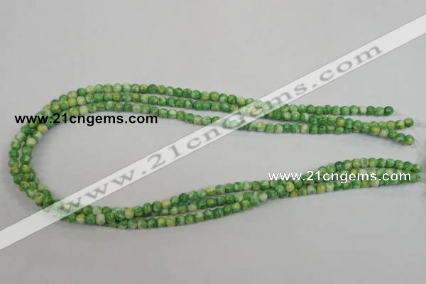 CRF180 15.5 inches 4mm round dyed rain flower stone beads wholesale