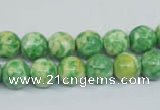 CRF183 15.5 inches 10mm round dyed rain flower stone beads wholesale