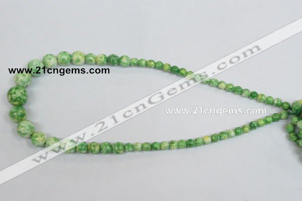 CRF191 15.5 inches 6mm - 14mm round dyed rain flower stone beads