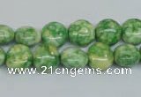 CRF196 15.5 inches 10mm flat round dyed rain flower stone beads