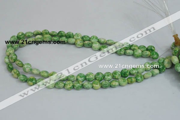 CRF196 15.5 inches 10mm flat round dyed rain flower stone beads