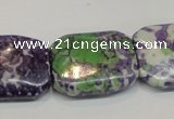 CRF20 15.5 inches 20*26mm rectangle dyed rain flower stone beads