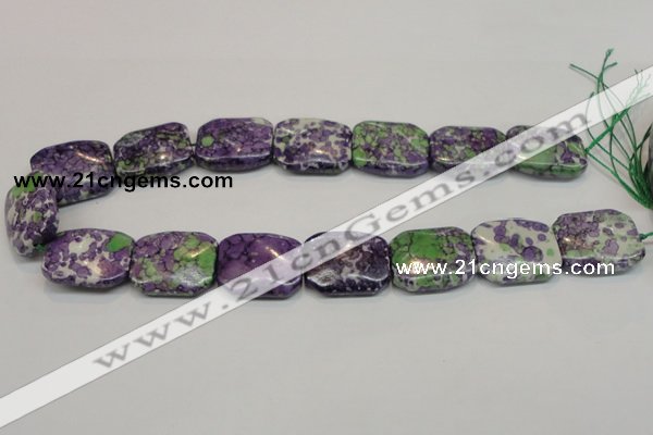 CRF20 15.5 inches 20*26mm rectangle dyed rain flower stone beads