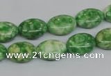 CRF204 15.5 inches 10*14mm oval dyed rain flower stone beads