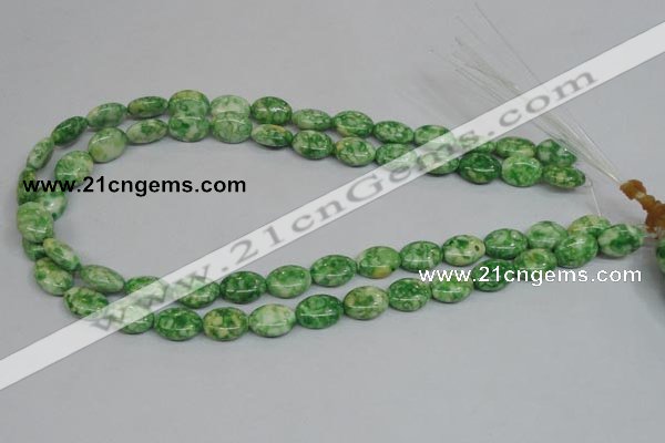 CRF204 15.5 inches 10*14mm oval dyed rain flower stone beads