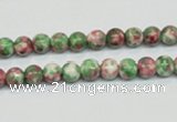 CRF21 15.5 inches 4mm round dyed rain flower stone beads wholesale