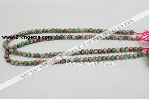 CRF21 15.5 inches 4mm round dyed rain flower stone beads wholesale