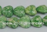 CRF212 15.5 inches 14*14mm heart dyed rain flower stone beads