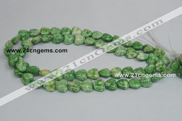 CRF212 15.5 inches 14*14mm heart dyed rain flower stone beads