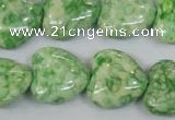 CRF214 15.5 inches 18*18mm heart dyed rain flower stone beads