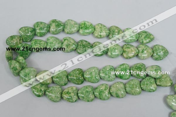 CRF215 15.5 inches 20*20mm heart dyed rain flower stone beads