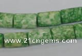 CRF218 15.5 inches 10*15mm flat tube dyed rain flower stone beads