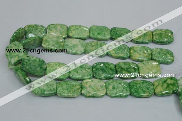 CRF225 15.5 inches 20*26mm rectangle dyed rain flower stone beads