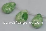 CRF228 Top-drilled 13*18mm flat teardrop dyed rain flower stone beads