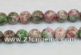 CRF23 15.5 inches 8mm round dyed rain flower stone beads wholesale