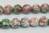 CRF25 15.5 inches 12mm round dyed rain flower stone beads wholesale