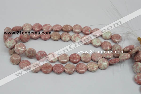 CRF258 15.5 inches 16mm flat round dyed rain flower stone beads