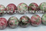 CRF26 15.5 inches 14mm round dyed rain flower stone beads wholesale