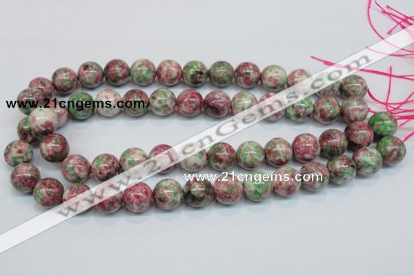 CRF26 15.5 inches 14mm round dyed rain flower stone beads wholesale