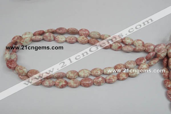 CRF263 15.5 inches 10*14mm oval dyed rain flower stone beads