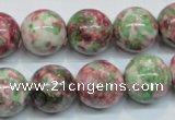 CRF27 15.5 inches 16mm round dyed rain flower stone beads wholesale