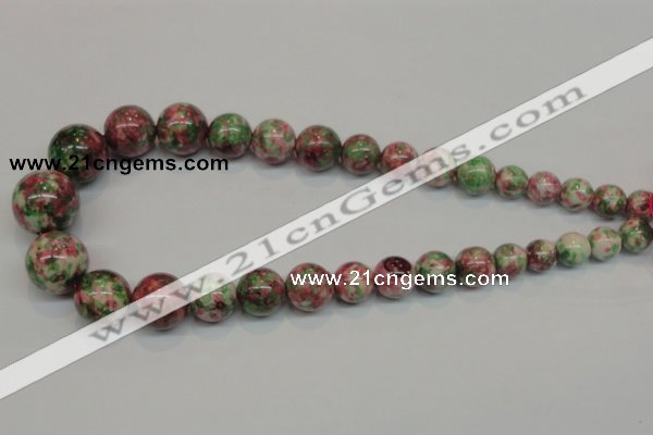 CRF31 15.5 inches multi sizes round dyed rain flower stone beads