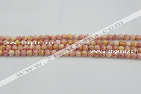 CRF314 15.5 inches 4mm round dyed rain flower stone beads wholesale