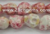 CRF358 15.5 inches 11*12mm skull dyed rain flower stone beads