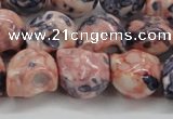 CRF359 15.5 inches 11*12mm skull dyed rain flower stone beads