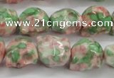 CRF363 15.5 inches 11*12mm skull dyed rain flower stone beads