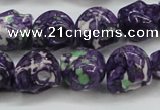 CRF365 15.5 inches 11*12mm skull dyed rain flower stone beads