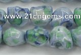 CRF368 15.5 inches 11*12mm skull dyed rain flower stone beads