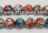 CRF37 15.5 inches 12mm round dyed rain flower stone beads wholesale