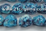 CRF370 15.5 inches 11*12mm skull dyed rain flower stone beads