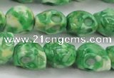 CRF371 15.5 inches 11*12mm skull dyed rain flower stone beads